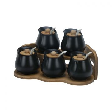 BRICARD 7497 LAGERTÖPFE SET | SCHWARZ - BAMBUS 11 TEILIG