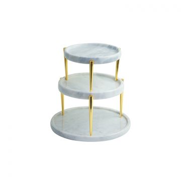 FUGURATO PLATEAU SET MARBLE 0801 | WHITE - GOLD 3-PIECE