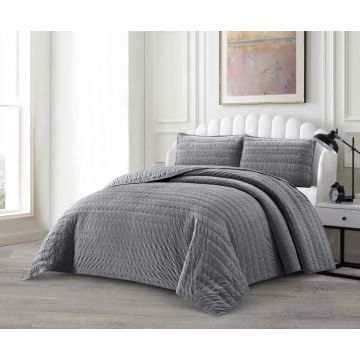 LAVELLA BADE TAGESDECKE SET | 240X250 CM GRAU 3-TEILIG