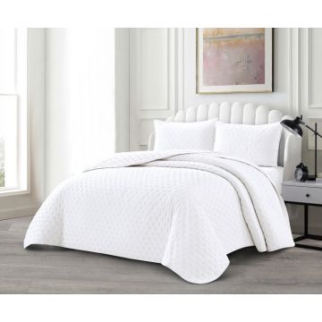 LAVELLA DEREN TAGESDECKE SET | 240X250 CM WEIß 3-TEILIG