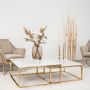 GENUA COFFEE TABLE GOLD | 90X90X42 CM MARBLE 928 2-PIECE