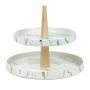 BRICARD SERVING STAND WHITE 8"+ 10 " BAMBOO