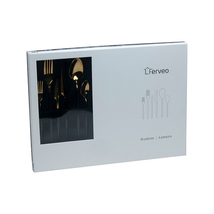 FERVEO SARA BESTECK SET | 36-TEILIG GOLD / SCHWARZ