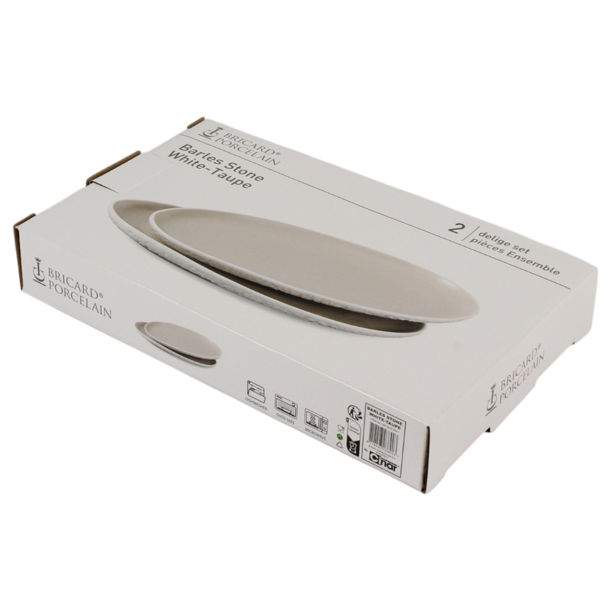 BRICARD BARLES STONE SCHALENSET | 23X14X2 CM WIT-TAUPE 2-DLG