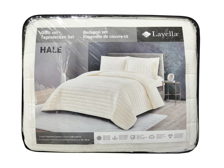 LAVELLA HALE QUILT SET | 260X240 CM WHITE 3-PIECE