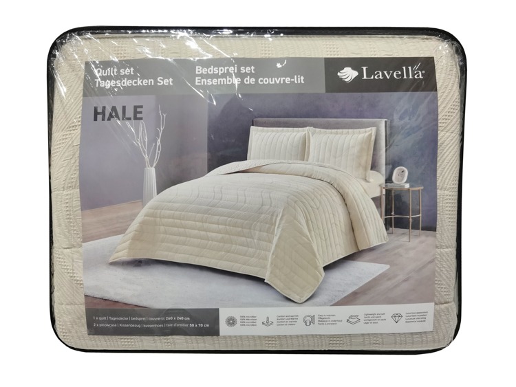 LAVELLA HALE QUILT SET | 260X240 CM BEIGE 3-PIECE