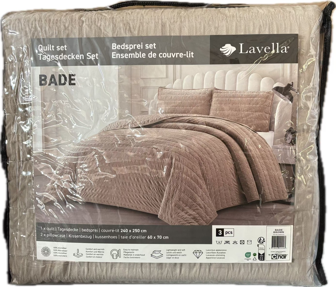 LAVELLA BADE COMFORTER SET | 240X250 CM BOWN  3-PIECE