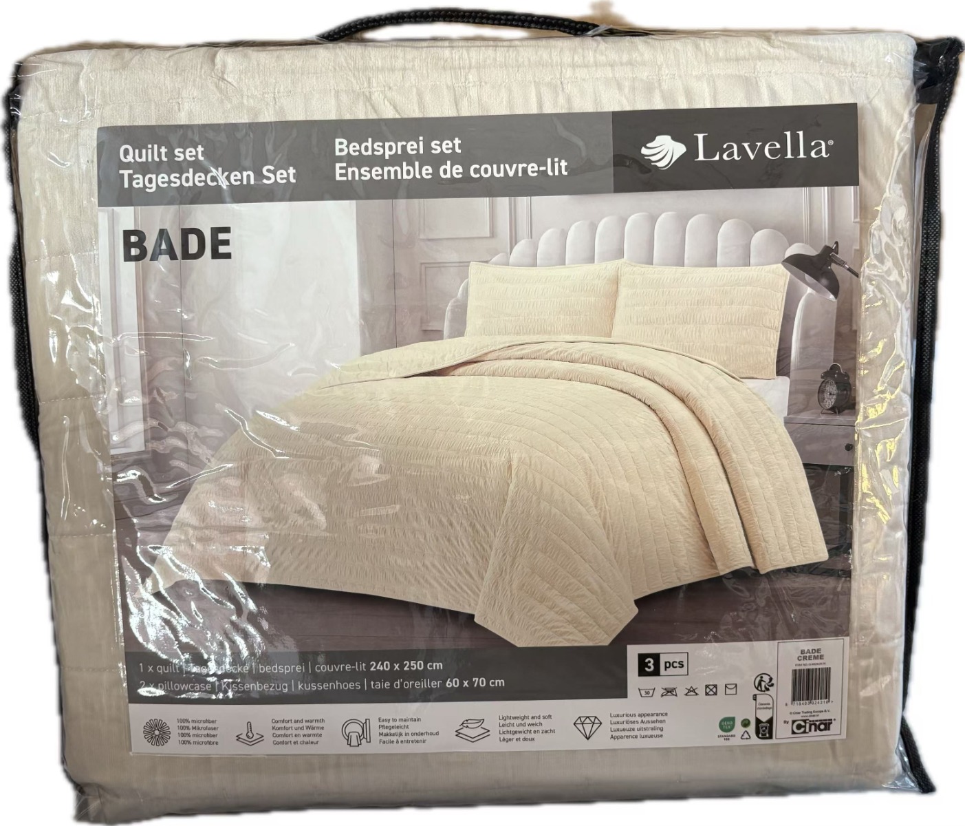 LAVELLA BADE COMFORTER SET | 240X250 CM CREME 3-PIECE