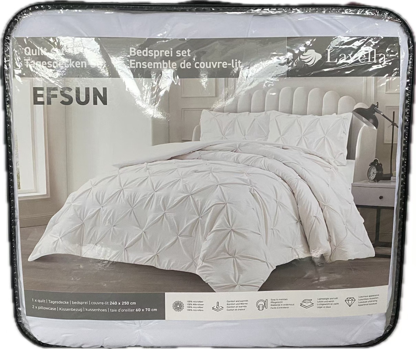 LAVELLA EFSUN COMFORTER SET | 240X250 CM WHITE 3-PIECE