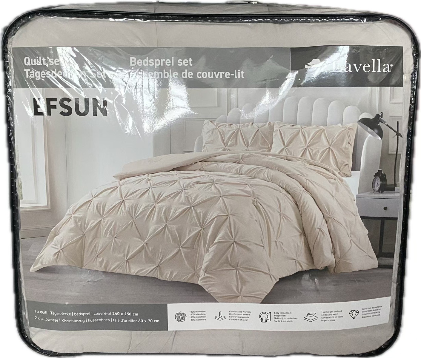 LAVELLA EFSUN COMFORTER SET | 240X250 CM BEIGE 3-PIECE