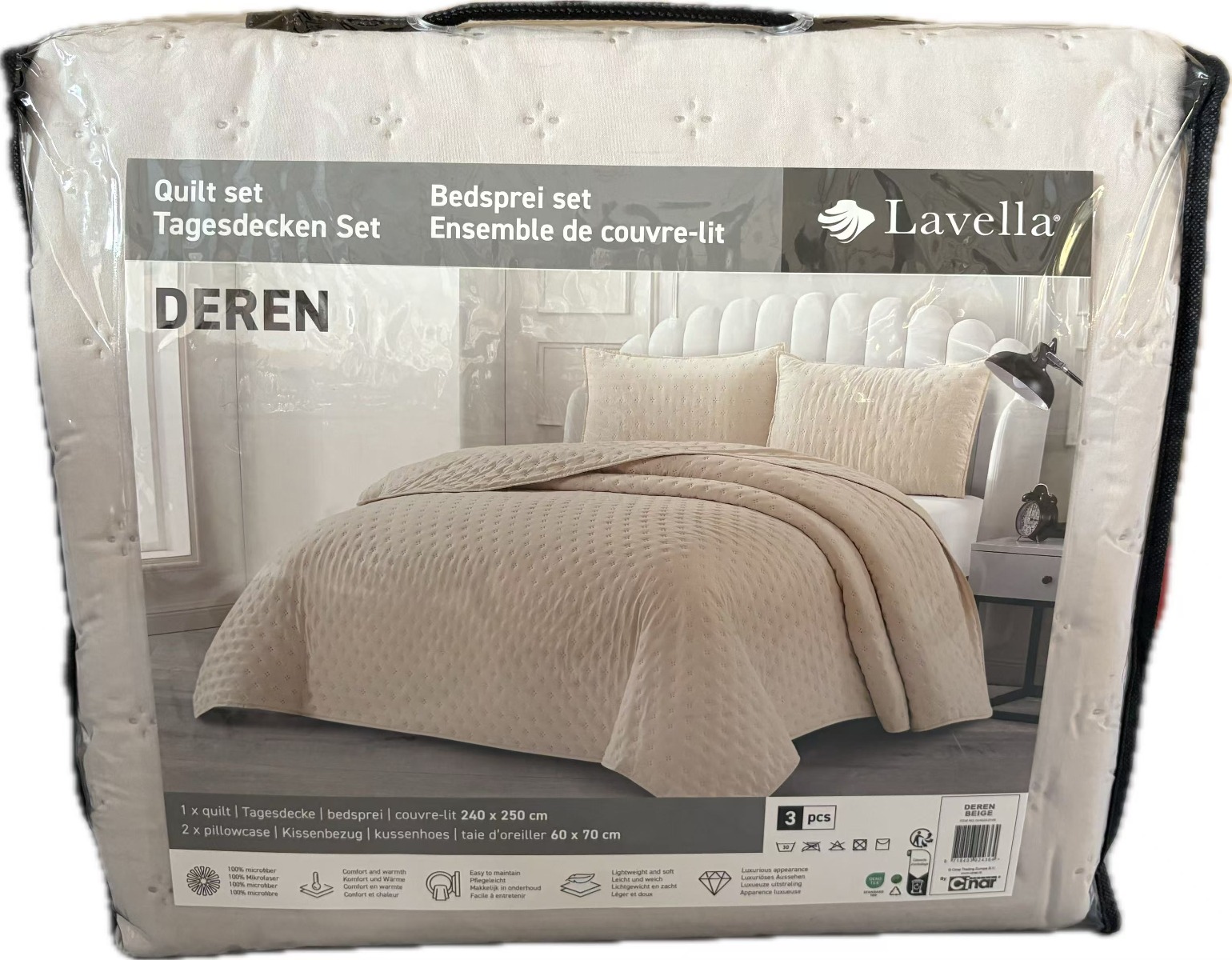 LAVELLA DEREN COMFORTER SET | 240X250 CM BEIGE 3-PIECE