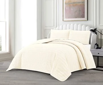 LAVELLA BADE TAGESDECKE SET | 240X250 CM CREME 3-TEILIG