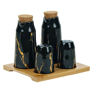 BRICARD KRUIDEN-OLIE-AZIJNSET 4-DLG ZWART + BAMBOO DIENBLAD