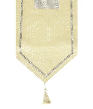 Tafelkleed Leder 183x33cm Beige