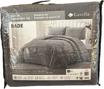 LAVELLA BADE TAGESDECKE SET | 240X250 CM GRAU 3-TEILIG