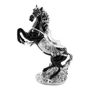 DECORATIE CNR054B PAARD | 70 CM ZWART-ZILVER