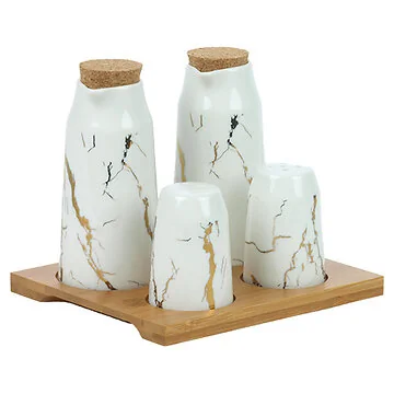 BRICARD KRUIDEN-OLIE-AZIJNSET 4-DLG WIT + BAMBOO DIENBLAD