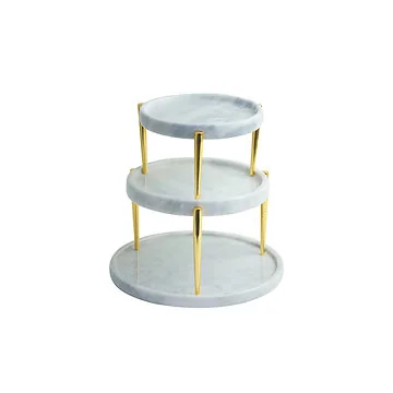 FUGURATO PLATEAU SET MARBLE 0801 | WHITE - GOLD 3-PIECE
