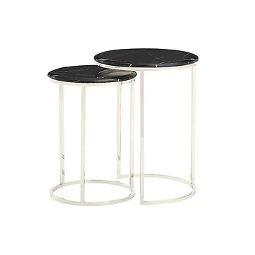 BOLOGNA BIJZETTAFEL | Ø45X58 CM ZWART MARMER 1022 2-DELIG