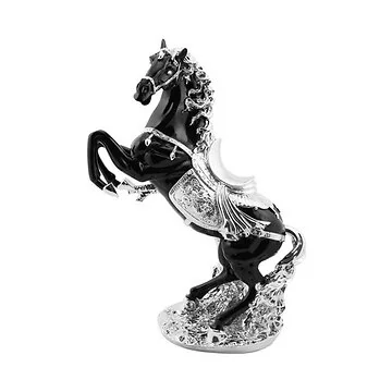 DECORATIE CNR054A PAARD | 60 CM ZWART-ZILVER