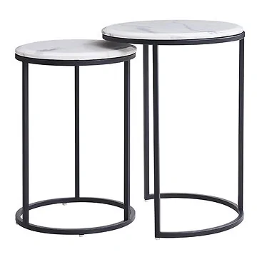 BOLOGNA BEISTELLTISCH MATTSCHW | Ø45X58CM MARMOR 757-1 2-TLG