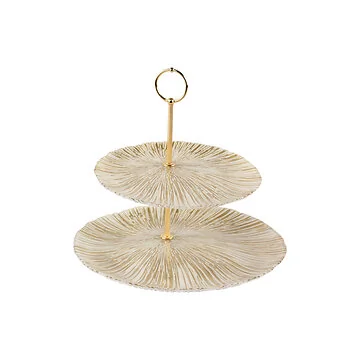 BRICARD FIBER SERVING STAND 2-LAYER | 21 - 28 CM GOLD-WHITE