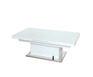 FERMO COFFEE TABLE SILVER | 130/163X50/79X80CM WHITE GLASS