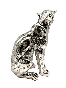 DECORATIE CNR11495 LEOPARD | 53 CM ZILVER
