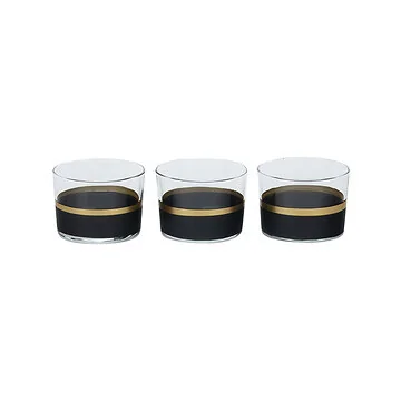 BRICARD LINES TUMBLER GLASSES SET | BLACK-GOLD 3-PIECE