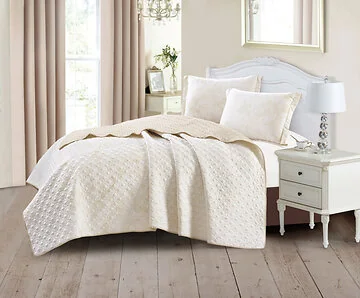 TULIN BEDSPREAD SET CNR005 | BEIGE 3-PIECE