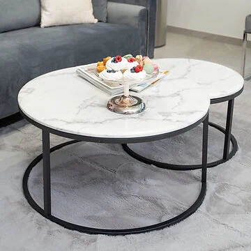 MESSINA SALONTAFEL MAT ZWART | Ø80X42 CM MARMER 757-1 2-DLG