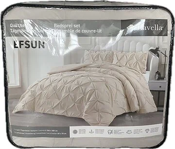 LAVELLA EFSUN TAGESDECKE SET | 240X250 CM BEIGE 3-TEILIG