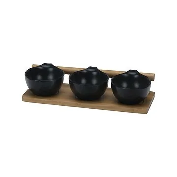 BRICARD 7495 KOMMETJES SET | ZWART - BAMBOO 4-DELIG