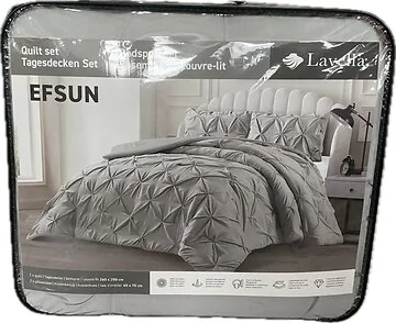 LAVELLA EFSUN TAGESDECKE SET | 240X250 CM GRAU 3-TEILIG