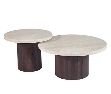 PATERNO SALONTAFEL BRUIN | Ø80X38 CM + Ø60X43 CM TRAVERTINE 2-DLG