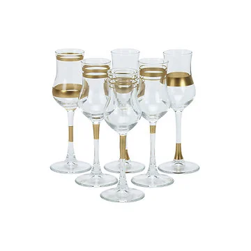 BRICARD LINES LIQUOR GLASSES SET | GOLD 6-PIECE