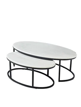 MARSALA COFFEE TABLE SET BLACK | 130X70X42 CM MARBLE 576-1