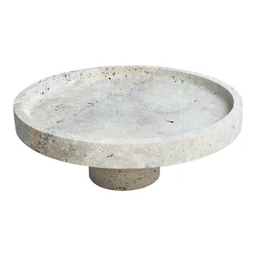 TRAVERTINE PASTRY PLATE CNR-019 | Ø24,5X9,5 CM