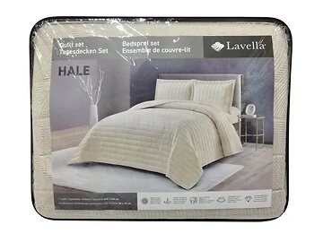 LAVELLA HALE TAGESDECKE SET | 260X240 CM BEIGE 3-TEILIG