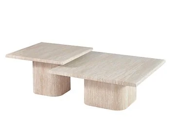DOSSENA COFFEE TABLE TRAVERTINE | 90X90X38 CM + 70X70X45 CM TRAVERTINE 2-PIECE