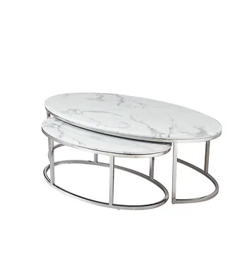 MARSALA COFFEE TABLE SET SILVER | 130X70X42 CM MARBLE