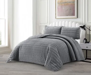 LAVELLA BADE TAGESDECKE SET | 240X250 CM GRAU 3-TEILIG