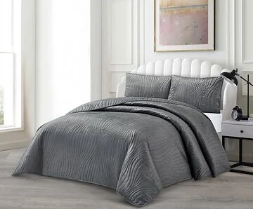 LAVELLA IRIS BEDSPREI SET | 240X250 CM DONKERGRIJS 3-DELIG