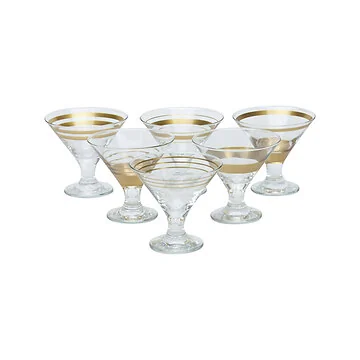 BRICARD LINES SUNDAE GLASSES SET | GOLD 6-PIECE