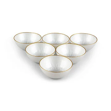 BRICARD REXY BOWLS SET | 15 CM PEARL WHITE-GOLD 6-PIECES