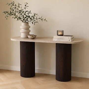 PATERNO CONSOLE TABLE BROWN | 150X40X78 CM TRAVERTINE