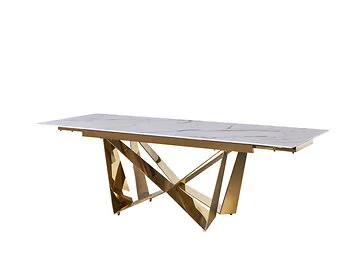 CENTO DINNER TABLE GOLD | 180/240X90X76 CM CERAMIC SA003