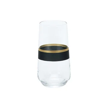 BRICARD LINES LONGDRINK GLASS SET | BLACK-GOLD 6-PIECE