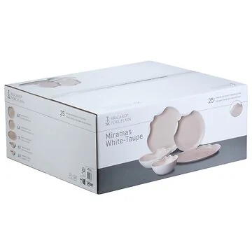 BRICARD MIRAMAS TABLEWARE SET | WHITE-TAUPE 25-PIECE