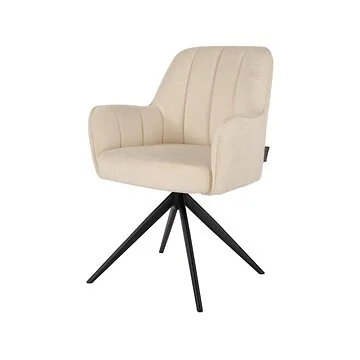 AVOLA EETKAMERSTOEL ZWART | BEIGE STOF OC111
